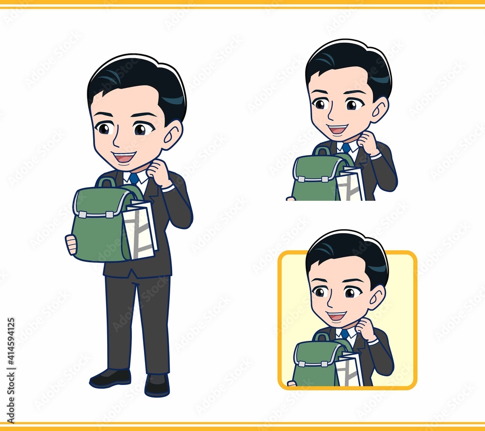 旅行の荷物を持ったサラリーマンの男性