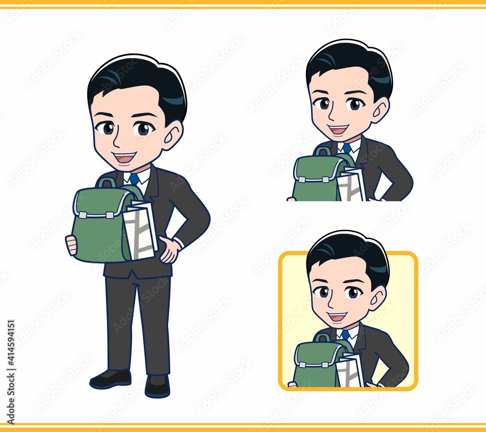 旅行の荷物を持ったサラリーマンの男性