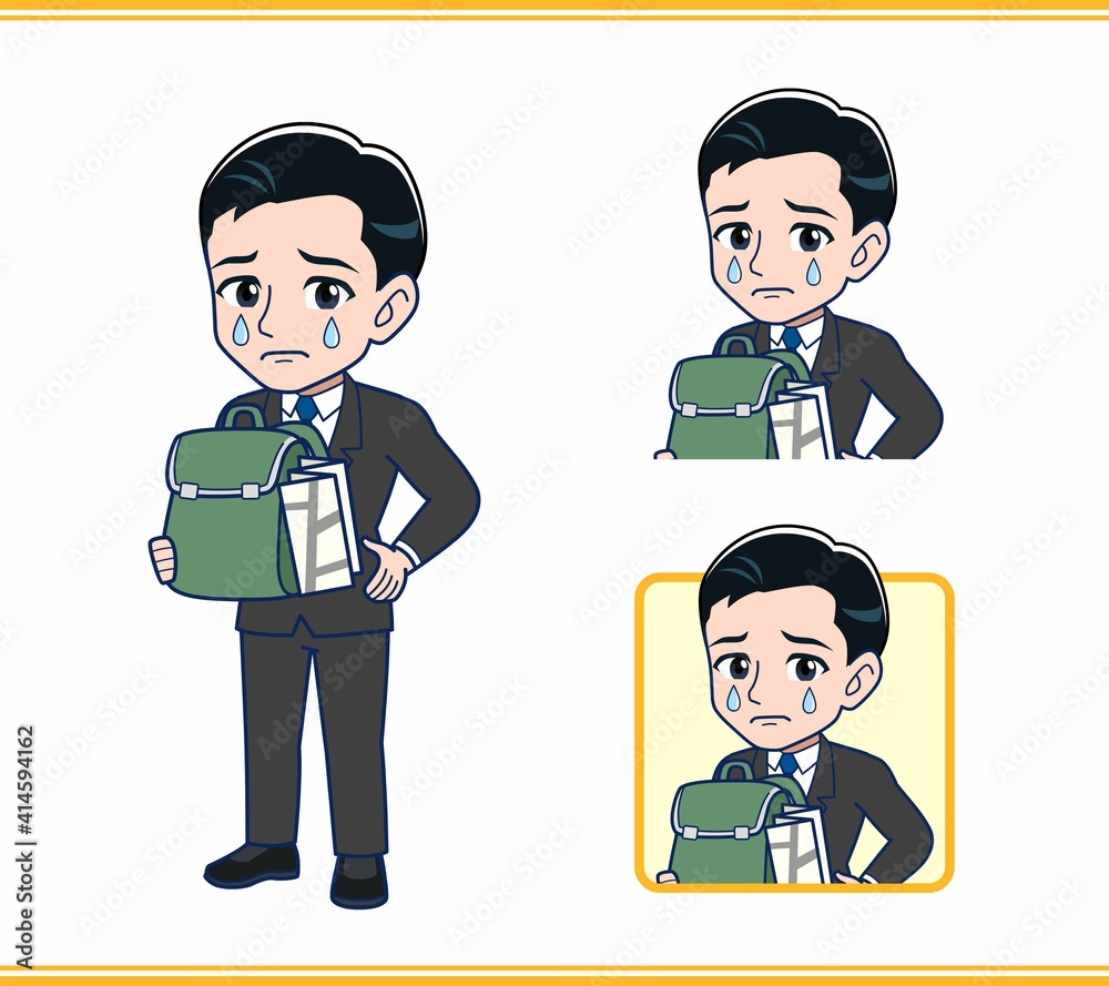 旅行の荷物を持ったサラリーマンの男性