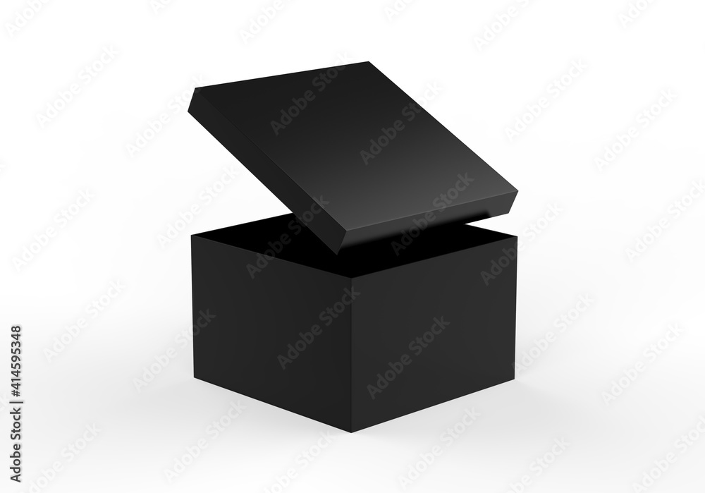 Black blank rigid neck box with inner foxing for branding presentation and mock up, 3d illustration Black blank rigid neck box with inner foxing for branding presentation and mock up, 3d illustration