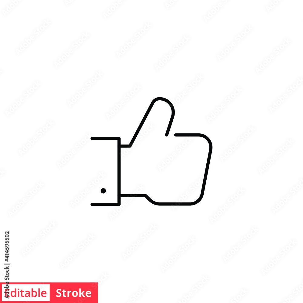 Hand thumb up gesture line icon. Testimonials, like and customer relationship management concept. Simple outline style. Vector illustration isolated on white background. Editable stroke EPS 10. Hand thumb up gesture line icon. Testimonials, like and customer relationship management concept. Simple outline style. Vector illustration isolated on white background. Editable stroke EPS 10.