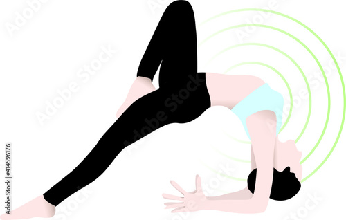 Vector illustration woman in beautiful Yoga pose, graphic design woman style in gym outfit, movement graphic. Isolated on white background.