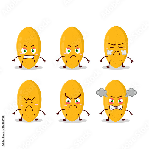 Curuba fruit cartoon character with various angry expressions