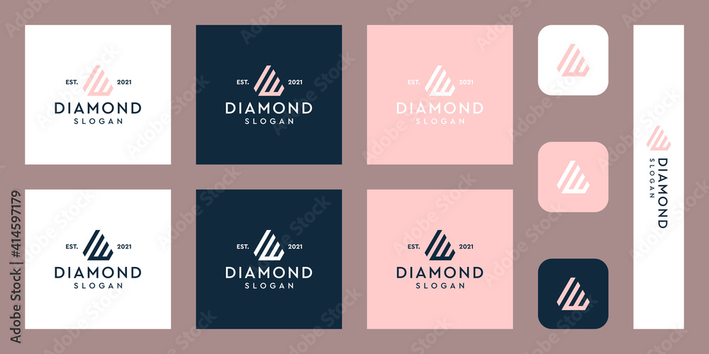 combination of the letters W / E monogram logo with abstract diamond shapes. Hipster elements of typographic design. icons for business, elegance, and simple luxury. Premium Vectors.