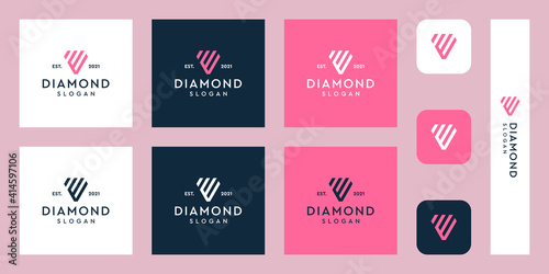 combination of the letters E   W monogram logo with abstract diamond shapes. Hipster elements of typographic design. icons for business  elegance  and simple luxury. Premium Vectors.