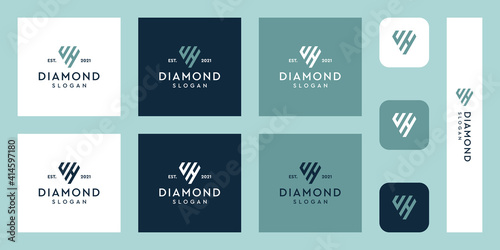 combination of the letters UH monogram logo with abstract diamond shapes. Hipster elements of typographic design. icons for business  elegance  and simple luxury. Premium Vectors.