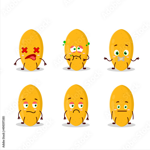Curuba fruit cartoon character with nope expression