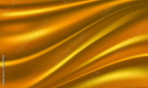 Abstract vector wave silk or satin fabric background for grand opening ceremony or other occasion. Beautiful Gold Silk. Drapery Textile Background. Gold satin waves. Vector illustration