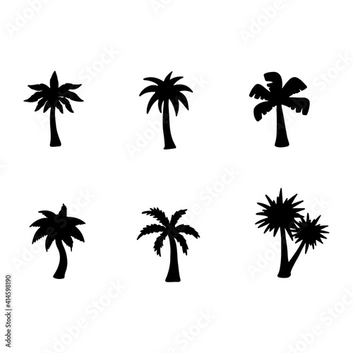 Isolated palm tree on the white background. palm Tree silhouettes. Tree hand drawn. Vector EPS 10.