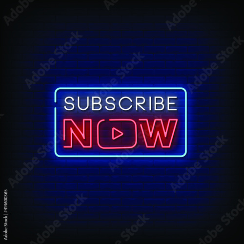 Subscribe Now Neon Signs Style Text Vector
