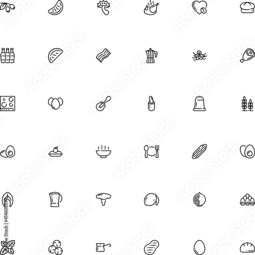 icon vector icon set such as: cold, calories, water, cutlery, butchery, agaric, pie, hotdog, butcher, strip, orchid, domestic, field, box, fried-egg, virgin, caper, boletus, stove, heat, empanada