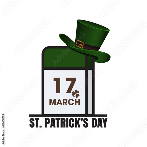 Saint Patrick's Day, Vector illustration brochure, holiday invitation, corporate celebration. shamrock, pot with gold coins, horseshoe, green ale on black background. Vector illustration.