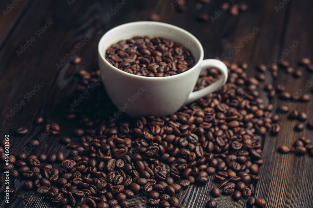 Fototapeta premium coffee beans cup aroma morning Arabica drink