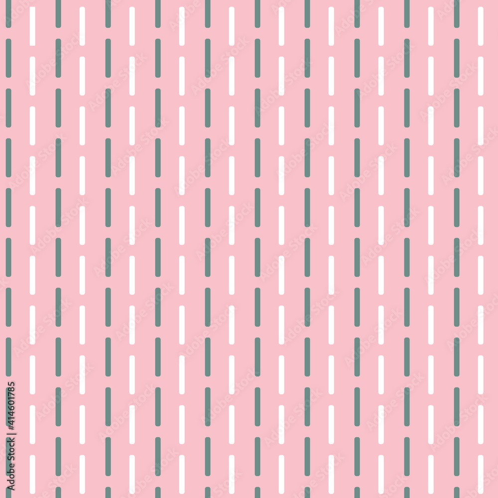 Vector green and white seam seamless pattern background on pink surface. Good use for home decor. bedding, fabric, wallpaper, tiles and many more.