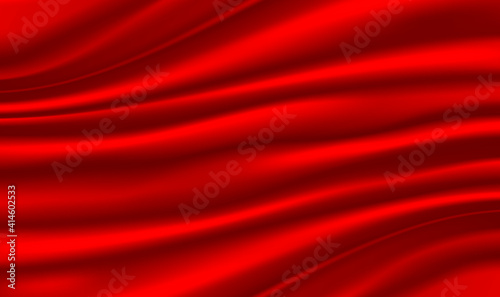 Red gradient silk fabric background. Beautiful Red Silk. Drapery textile background. Red satin waves. Smooth silk wavy abstract background for grand opening ceremony or other occasion. Vector EPS10