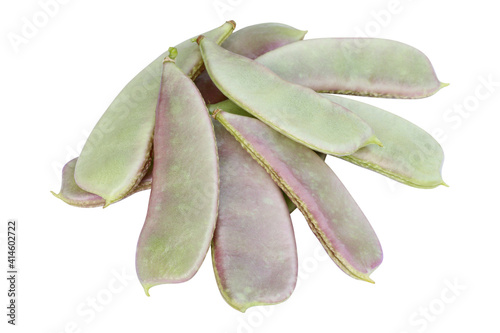 Lablab bean or Dolichos bean on white background photo