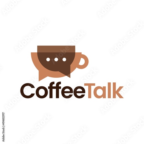coffee talk chat bubble social overlay overlapping logo vector icon illustration