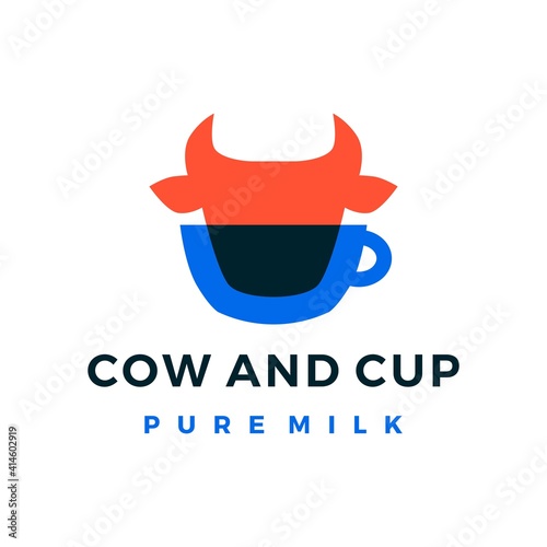 cow and cup milk overlay overlap transparent logo vector icon illustration