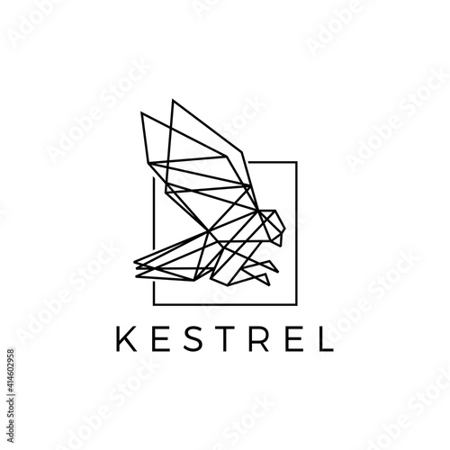 kestrel square bird geometric polygonal black logo vector icon illustration