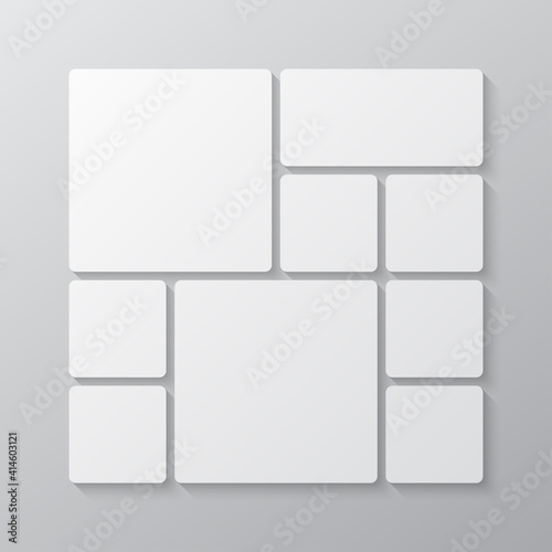 Vector template collage board nine images, photo