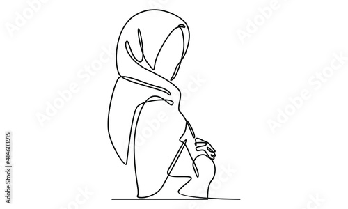 Continue line of Arabic woman wearing hijab