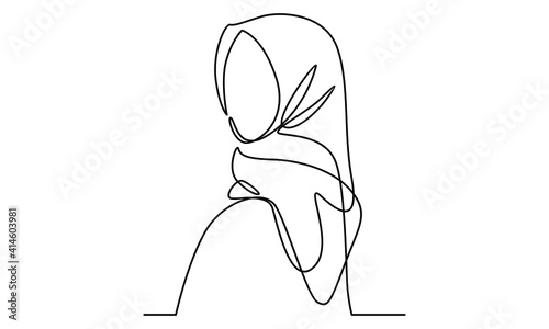 Continue line of Arabic woman wearing hijab