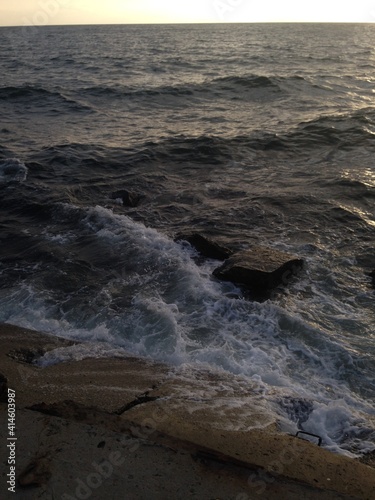 waves at sunset