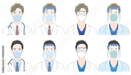 医者のベクターイラスト. ウイルスの感染対策. 医療従事者.