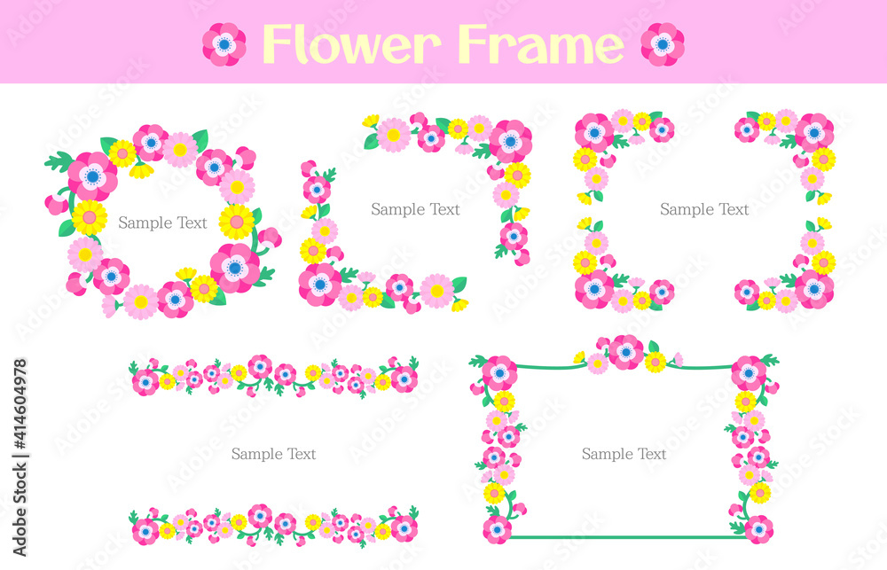 ピンクの花柄フレーム Stock Vector Adobe Stock