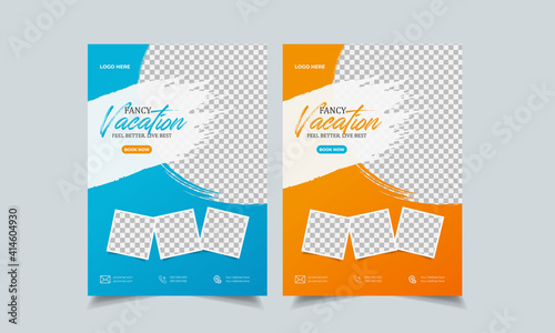 travel flyer design template, tour flyer, tourism color a4 print ready flyer photo