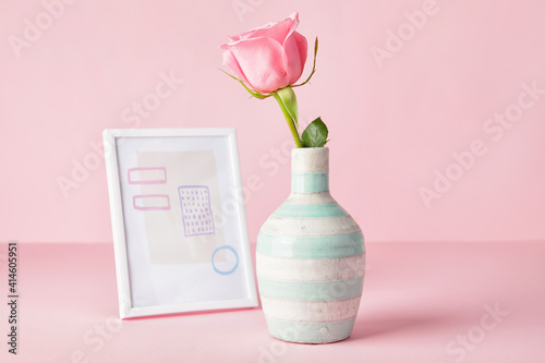 Beautiful pink rose in vase...