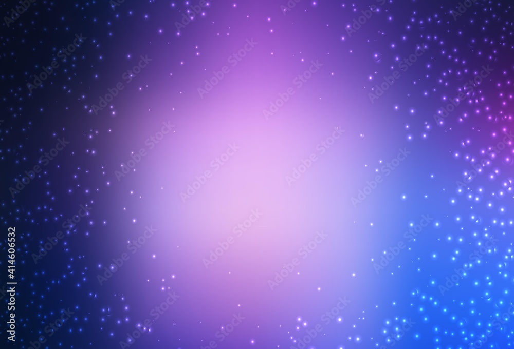 Light Pink, Blue vector background with astronomical stars.