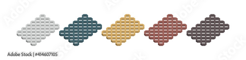 Isometric vector illustration concrete grid pavements isolated on white background. Realistic colorful turfstone icon in flat cartoon style. Pavement floor bricks. Street tiles.