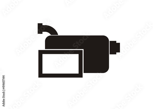 Simple illustration of a handycam of video camera recorder in black and white.