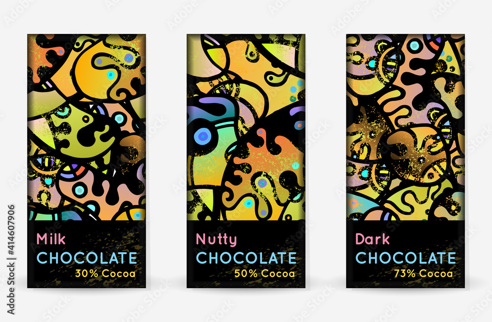 Chocolate Bar Packaging Set. Vector Template
