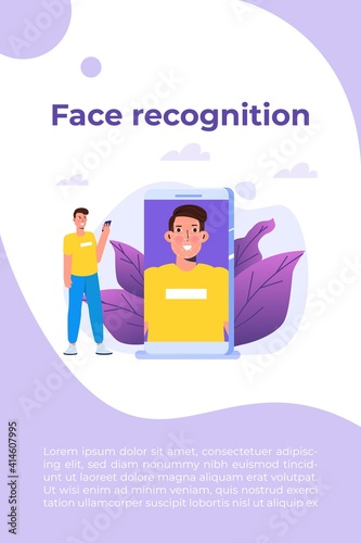 Biometric security identification  face recognition system concept. Vector illustration.