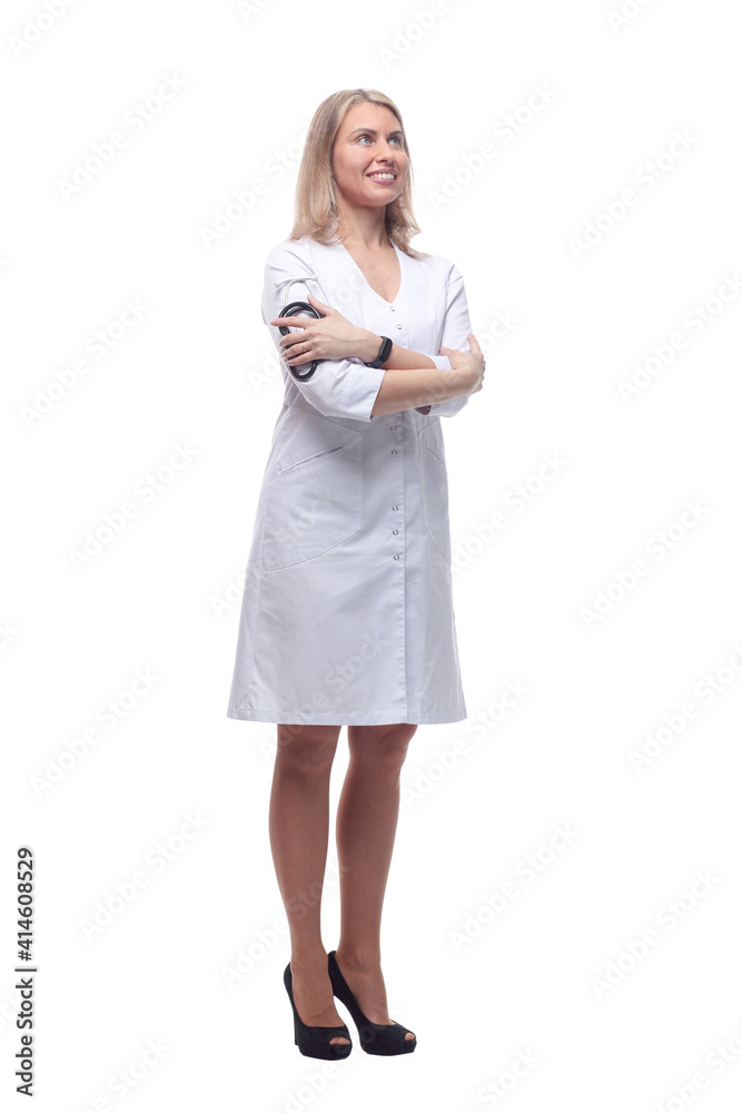 smiling doctor with a stethoscope giving a thumbs up .