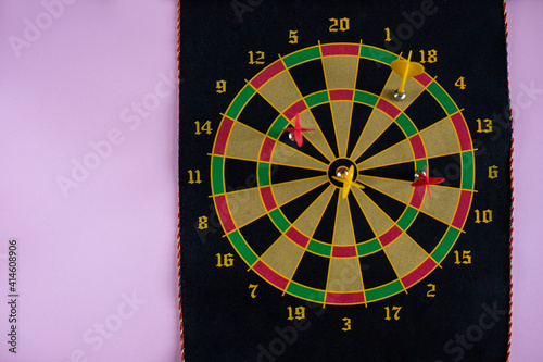 Magnetic dartboard. Target with arrows top view