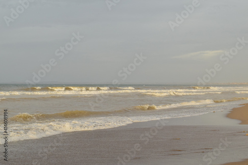 Sea Waves on Sand Beach 