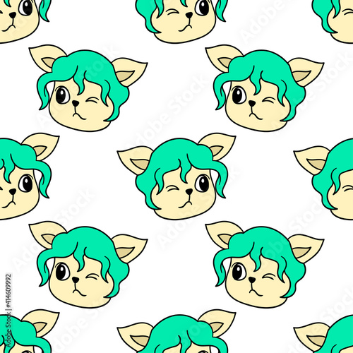 seductive female cat seamless pattern textile print. repeat pattern background design