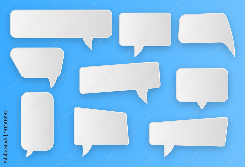 Communication speech bubble boxes , Comic speech bubble set, empty text box cloud, Comic paper cut speech bubble set Communication speech bubble boxes , Comic speech bubble set, empty text box cloud, Comic paper cut speech bubble set
