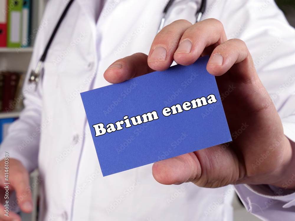 Medical concept about Barium enema with inscription on the sheet.