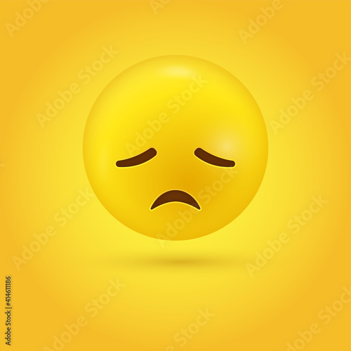 Disappointed emoji character with sad face - grief stress regret emoticon - 3d character