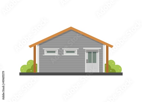 Backside of a wooden house building. Simple illustration.