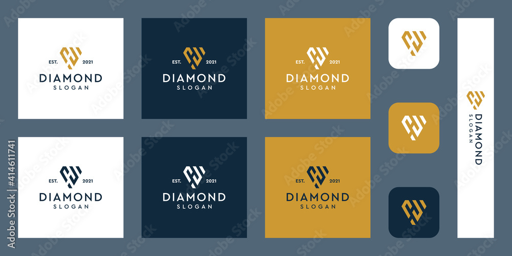 combination of the letters H monogram logo with abstract diamond shapes. Hipster elements of typographic design. icons for business, elegance, and simple luxury. Premium Vectors.