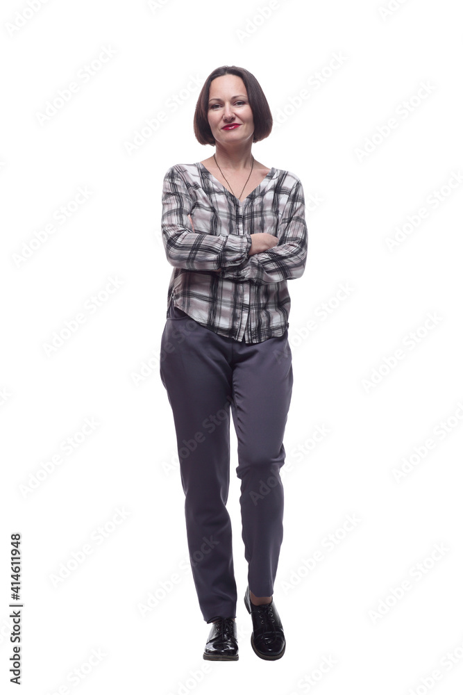 modern mature woman in casual clothing . isolated on a white background. modern mature woman in casual clothing . isolated on a white background.