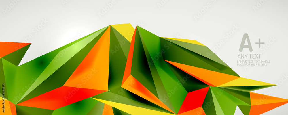 Vector triangle geometric backgrounds. Low poly 3d shape on light backdrop. Vector illustration for covers, banners, flyers and posters and other designs Vector triangle geometric backgrounds. Low poly 3d shape on light backdrop. Vector illustration for covers, banners, flyers and posters and other designs