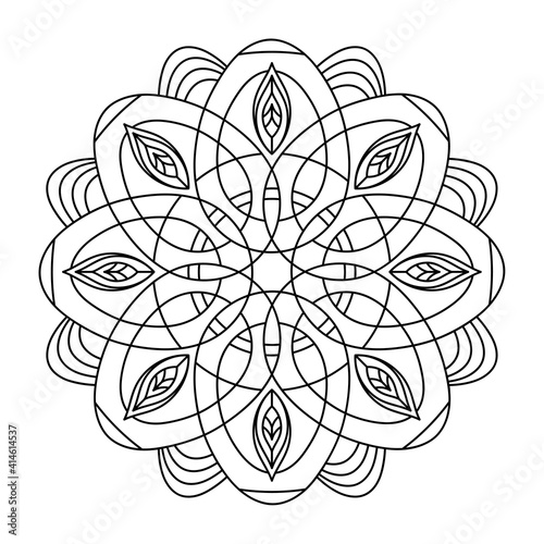 Coloring book. Monochrome Mandala, Decorative ornament, patterned design element,