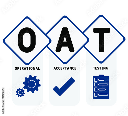 OAT - Operational Acceptance Testing acronym. business concept background.  vector illustration concept with keywords and icons. lettering illustration with icons for web banner, flyer, landing page