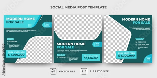 Set of Editable promotion banner template. Furniture social media post template. Vector design with photo collage. Usable for social media, banner, and web internet ads.